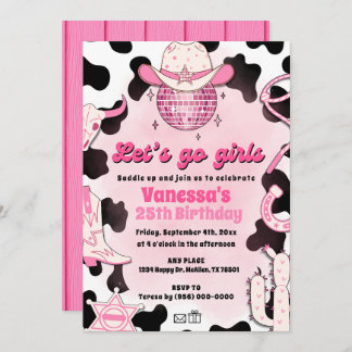 Let's Go Girls Cowgirl Rodeo Disco Invitation