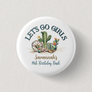 Lets Go Girls Cowgirl Rodeo Theme Birthday Party 3 Cm Round Badge