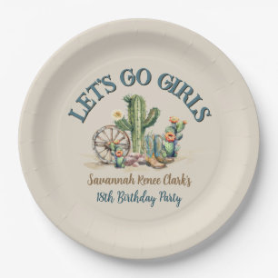 Lets Go Girls Cowgirl Western Birthday Party Paper Plate
