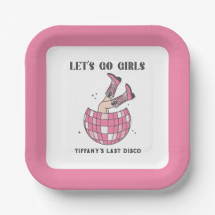 Let's Go Girls Disco Cowgirl Bachelorette Paper Plate
