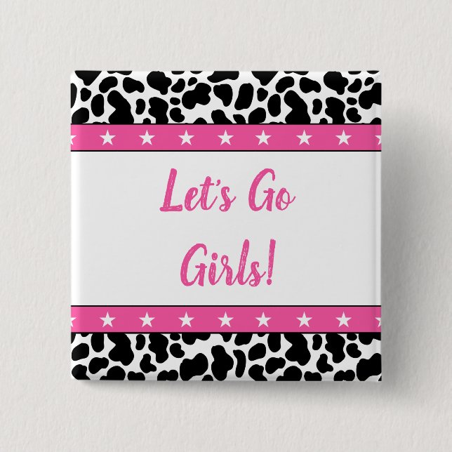 Let's Go Girls Disco Cowgirl Bachelorette Party 15 Cm Square Badge (Front)