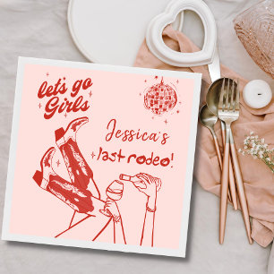 Lets Go Girls Disco Cowgirl Bachelorette Party Napkin