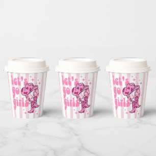 Lets Go Girls Disco Cowgirl Bachelorette Party  Paper Cups
