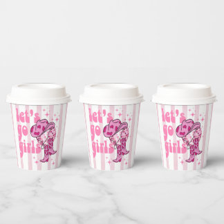 Lets Go Girls Disco Cowgirl Bachelorette Party Paper Cups