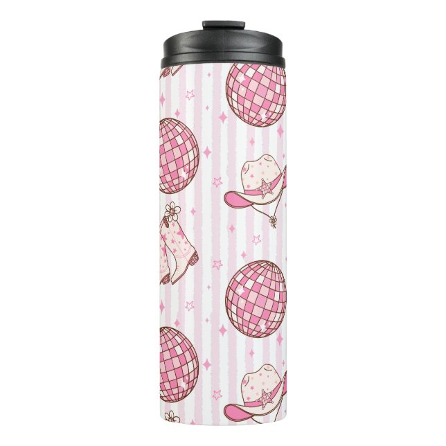 Lets Go Girls Disco Cowgirl Bachelorette Party  Thermal Tumbler (Front)