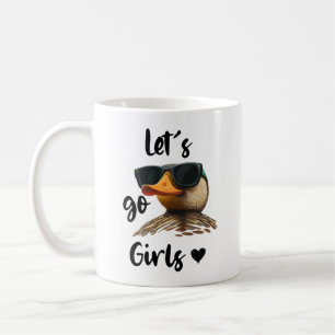 Let's Go Girls Heart Funny Duck Wearing Sunglasses Coffee Mug