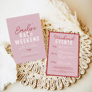 Let's Go Girls Modern Pink and Red Bachelorette Invitation