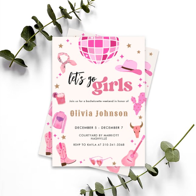 Let's Go Girls Nashville Pink Rodeo | Bachelorette Invitation (Creator Uploaded)