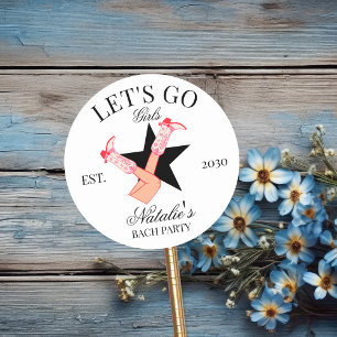 Let's Go Girls Personalised Cowgirl Bachelorette Classic Round Sticker