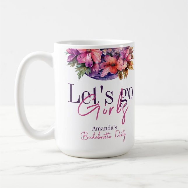 Let's Go Girls Pink Last Disco Bachelorette Party Coffee Mug (Left)
