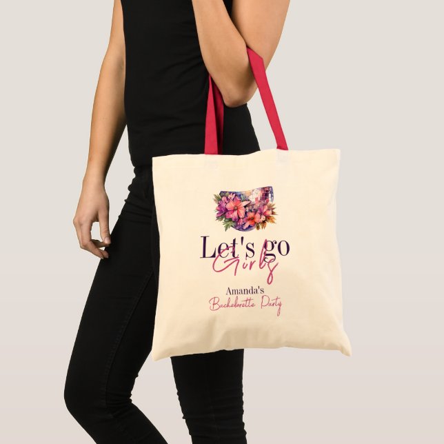 Let's Go Girls Pink Last Disco Bachelorette Party Tote Bag (Front (Product))