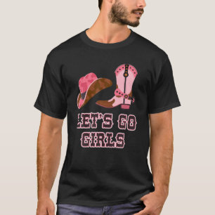 Lets Go Girls Vintage Western Country Cowgirl Boot T-Shirt