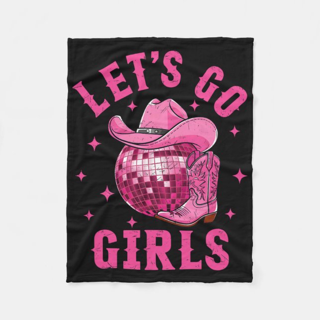 Let's Go Girls Western Cowgirl Boot Hat Disco Bach Fleece Blanket (Front)