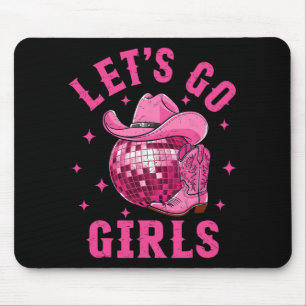 Let's Go Girls Western Cowgirl Boot Hat Disco Bach Mouse Mat