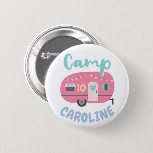 Let's Go Glamping Girly Any Age Birthday Party 6 Cm Round Badge