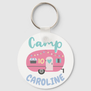 Let's Go Glamping Girly Birthday Party Favour Key Ring