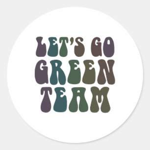 Let's Go Green Team Retro War Game 60's Summer Cam Classic Round Sticker