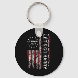Let's Go Harry Funny Trump 2024 Us Flag Vintage Key Ring