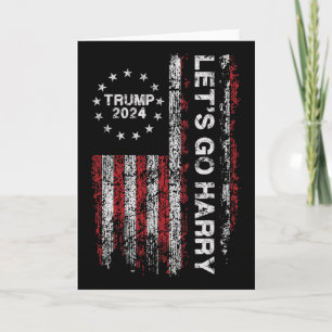 Let's Go Harry Funny Trump Us Flag Vintage Card