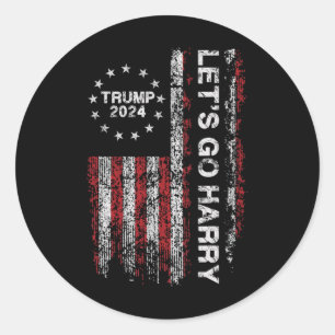 Let's Go Harry Funny Trump Us Flag Vintage Classic Round Sticker