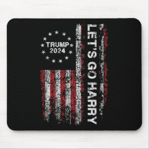 Let's Go Harry Funny Trump Us Flag Vintage Mouse Mat