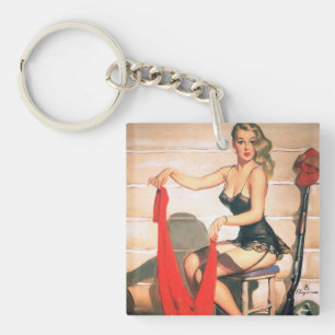 Let's Go Hunting - Vintage Pin-up Art Key Ring
