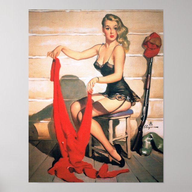 Let's Go Hunting - Vintage Pin-up Art Poster (Front)