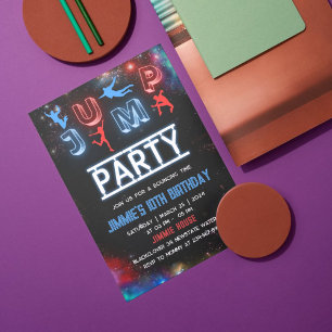 Lets Go Jump Glow Birthday Party Invitation