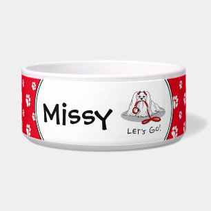 Let's Go! Maltese Dog with Red Leash - Cute