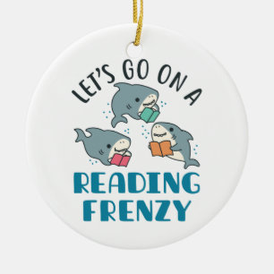 Let's Go On a Reading Frenzy Teacher Shark Ceramic Tree Decoration