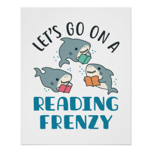 Let's Go On a Reading Frenzy Teacher Shark Poster