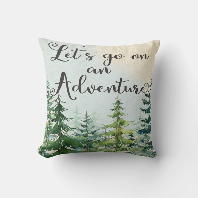 Let's Go On An Adventure Nursery Woodland Pillow (Front)