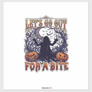Lets Go Out Bite Ghost Pumpkins Bats Moon
