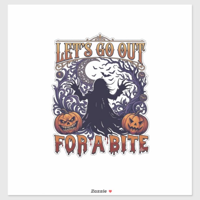 Lets Go Out Bite Ghost Pumpkins Bats Moon (Sheet)