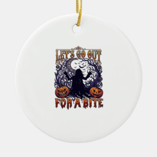 Lets Go Out Bite Ghost Pumpkins Bats Moon Ceramic Tree Decoration