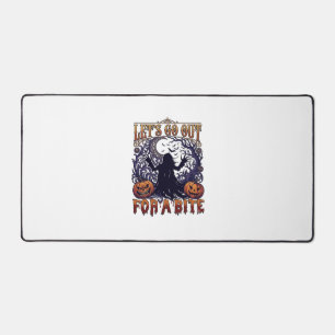 Lets Go Out Bite Ghost Pumpkins Bats Moon Desk Mat