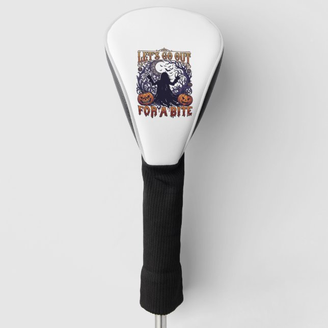 Lets Go Out Bite Ghost Pumpkins Bats Moon Golf Head Cover (Front)