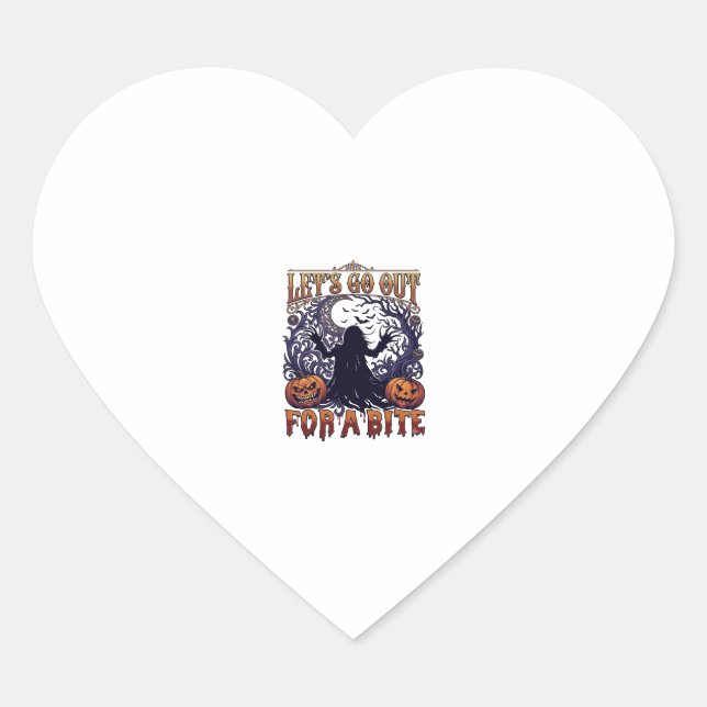 Lets Go Out Bite Ghost Pumpkins Bats Moon Heart Sticker (Front)