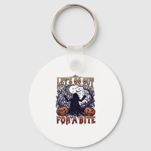 Lets Go Out Bite Ghost Pumpkins Bats Moon Key Ring