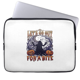 Lets Go Out Bite Ghost Pumpkins Bats Moon Laptop Sleeve