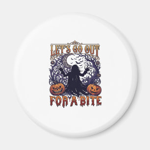 Lets Go Out Bite Ghost Pumpkins Bats Moon Magnet