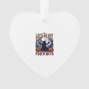 Lets Go Out Bite Ghost Pumpkins Bats Moon Ornament