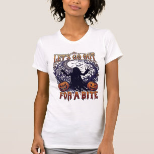 Lets Go Out Bite Ghost Pumpkins Bats Moon T-Shirt