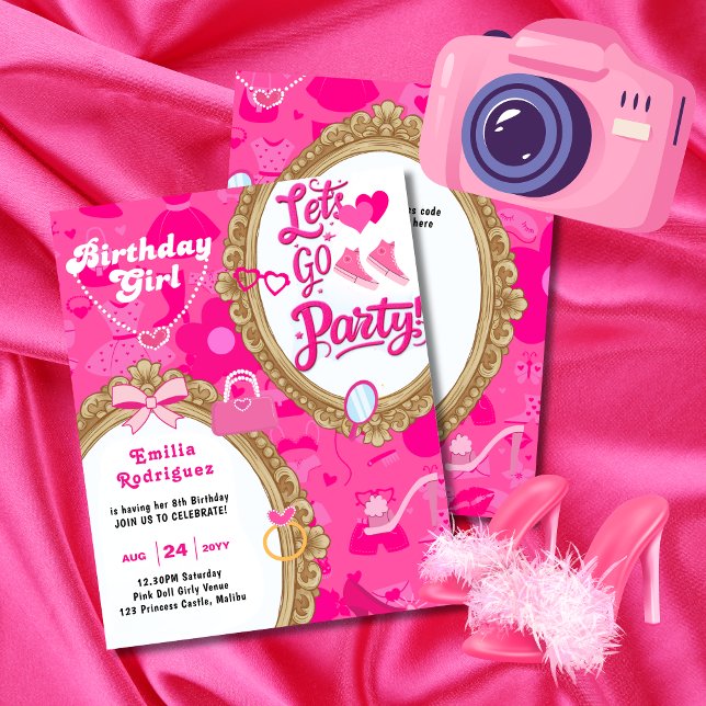 Let's Go Party Retro Doll Accessories Bright Pink  (Creator Uploaded)