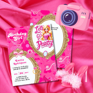 Let's Go Party Retro Doll Accessories Bright Pink