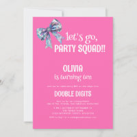 Lets Go Party Squad Double Digits Pink 10th Party
