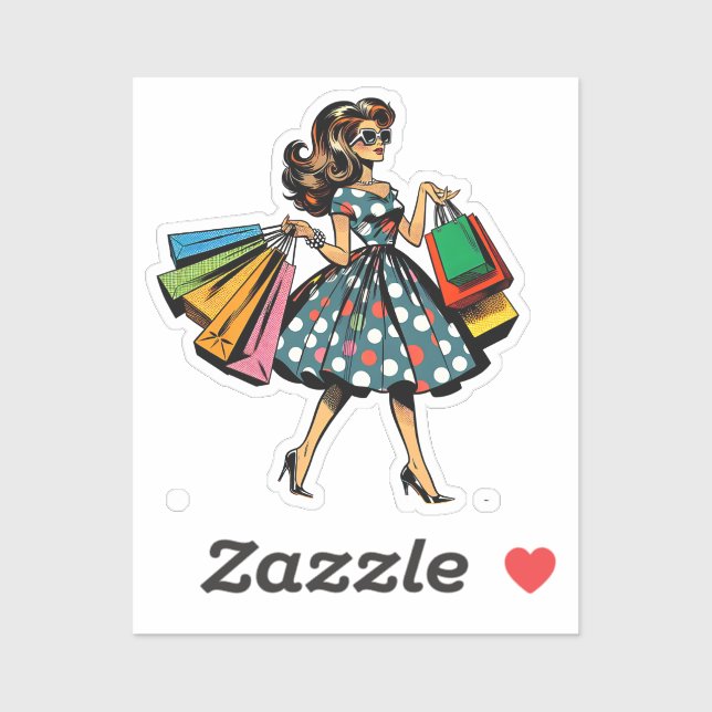 Let's Go Shopping! Funny Woman with Bags (Sheet)