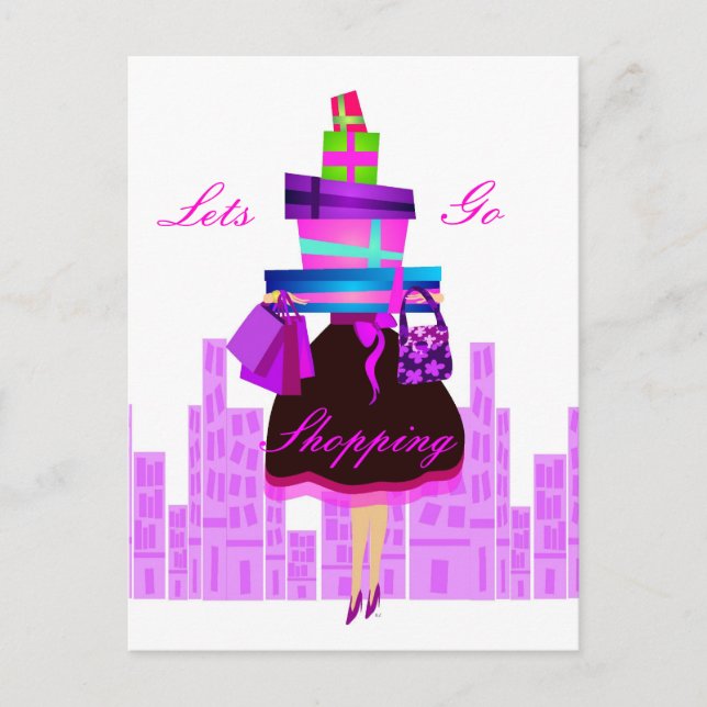 Lets Go Shopping Postcard (Front)