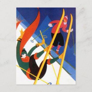 "LET'S GO SKIING" art deco style skiing Invitation