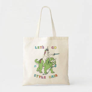 Let's Go Style Hair Unicorn Riding Dinosaur Tote Bag